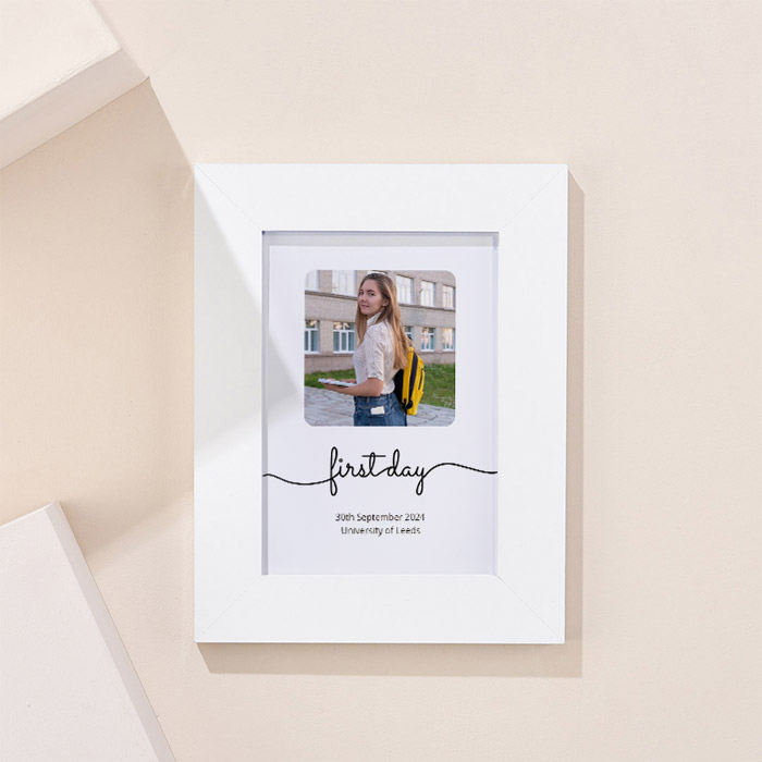 Photo Upload Framed Print - First Day of University