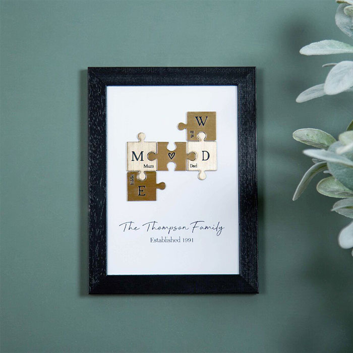 Personalised Metallic Family Puzzle Pieces A5 Print