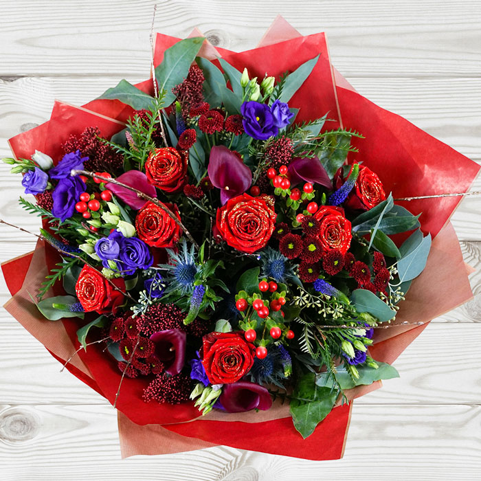 Crimson Elegance Flower Bouquet - FREE DELIVERY