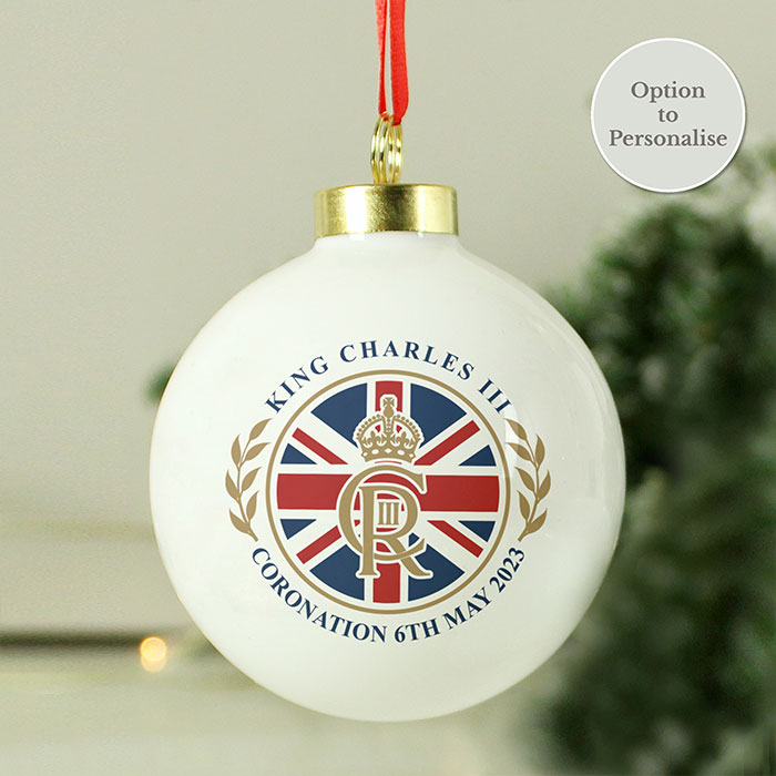 Personalised King Charles III Union Jack Coronation Commemorative Bauble