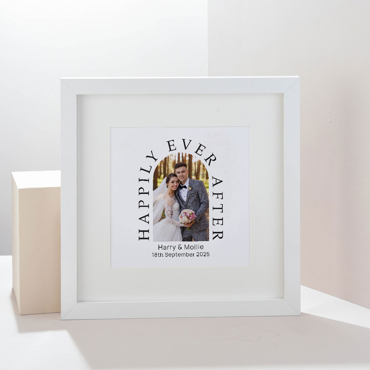 Photo Upload Square Framed Wall Art Print - Happily Ever After