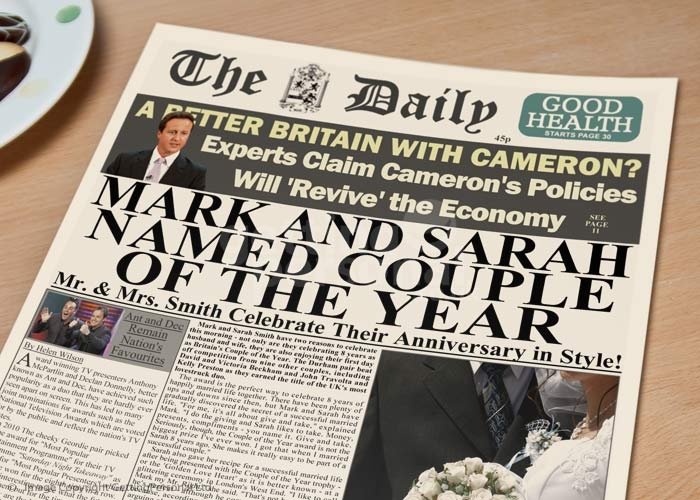 Personalised Spoof Newspaper Article - Anniversary