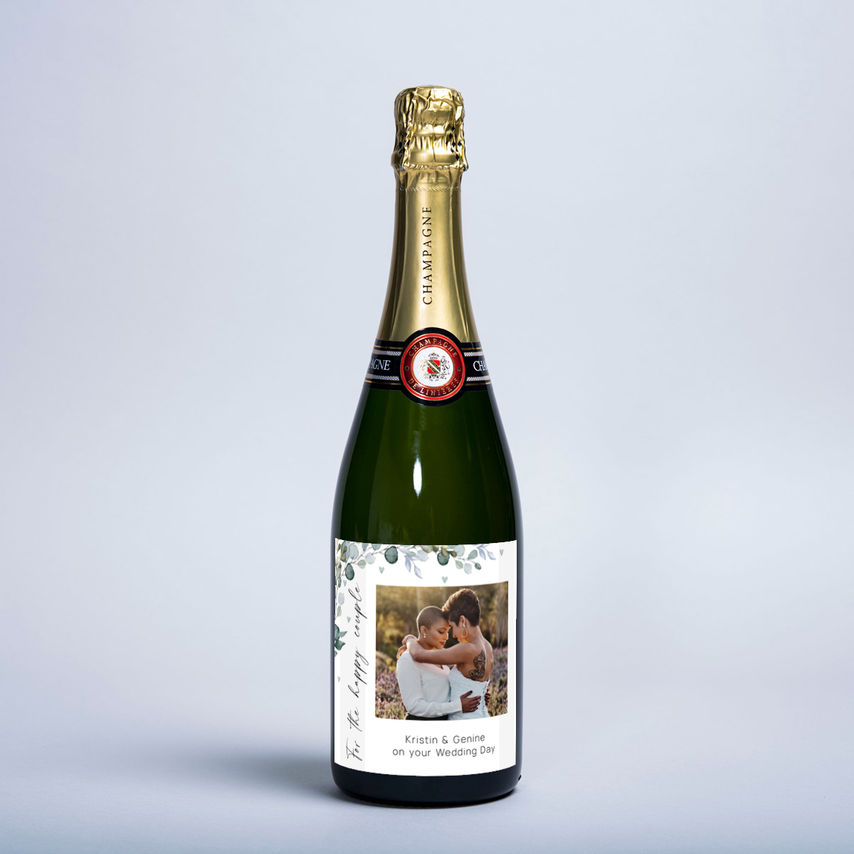 Personalised Photo Upload Wedding Champagne - For The Happy Couple