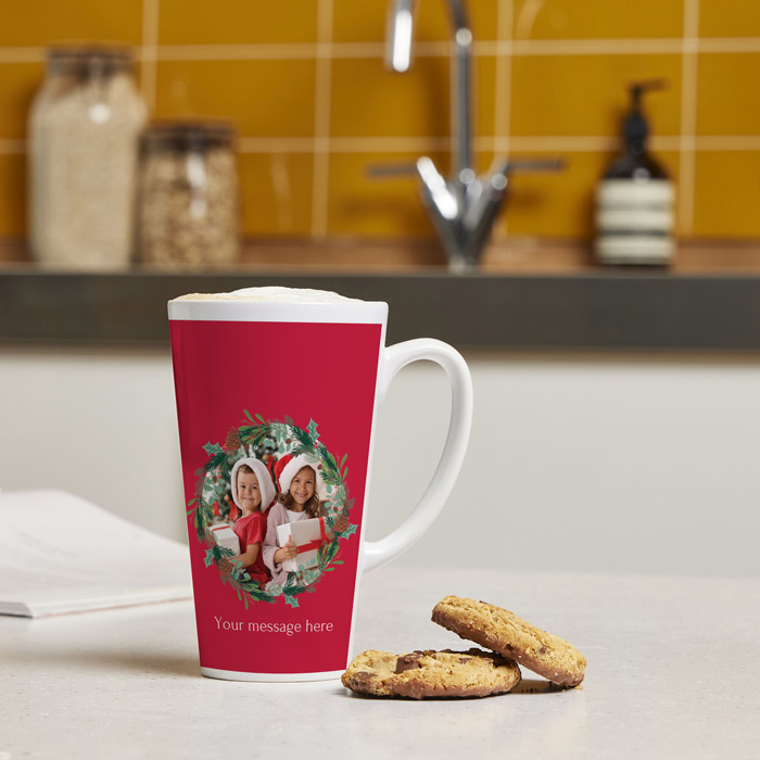 Personalised Photo Upload Latte Mug - Merry Christmas