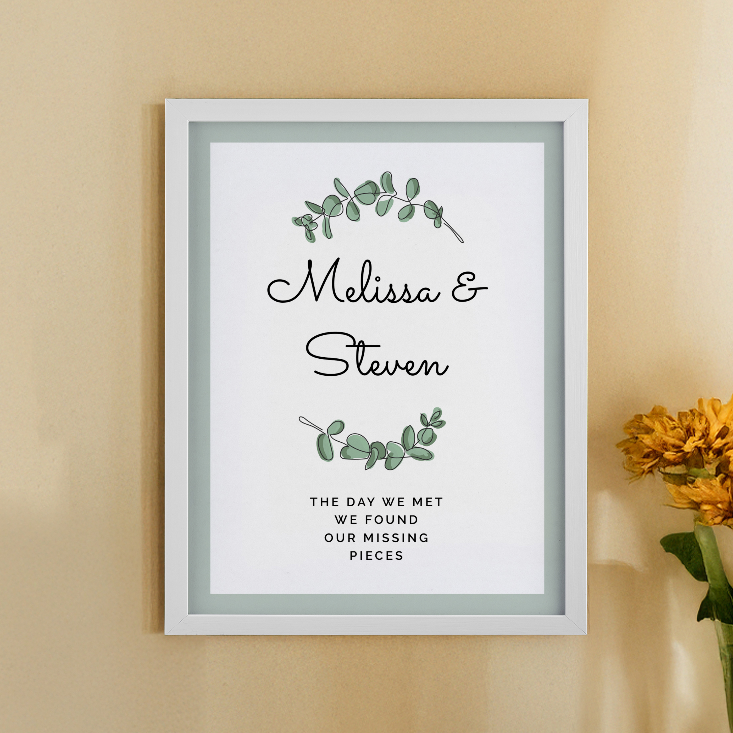 Personalised Botanical A4 White Framed Print