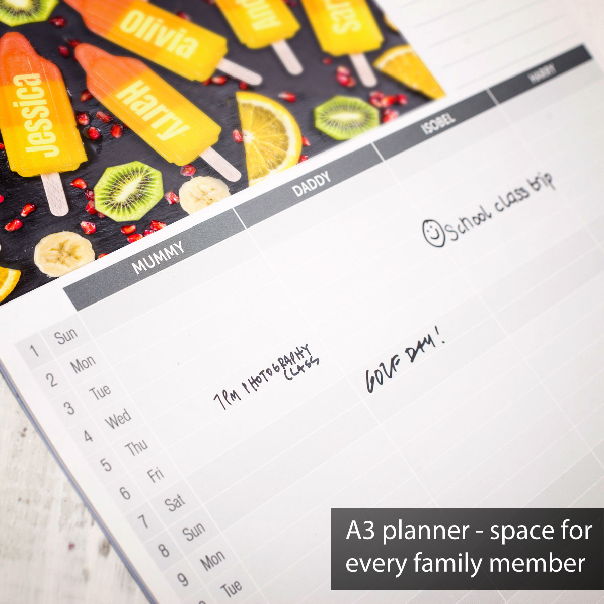 Personalised A3 Planner Calendar -Our Family, 7th Edition