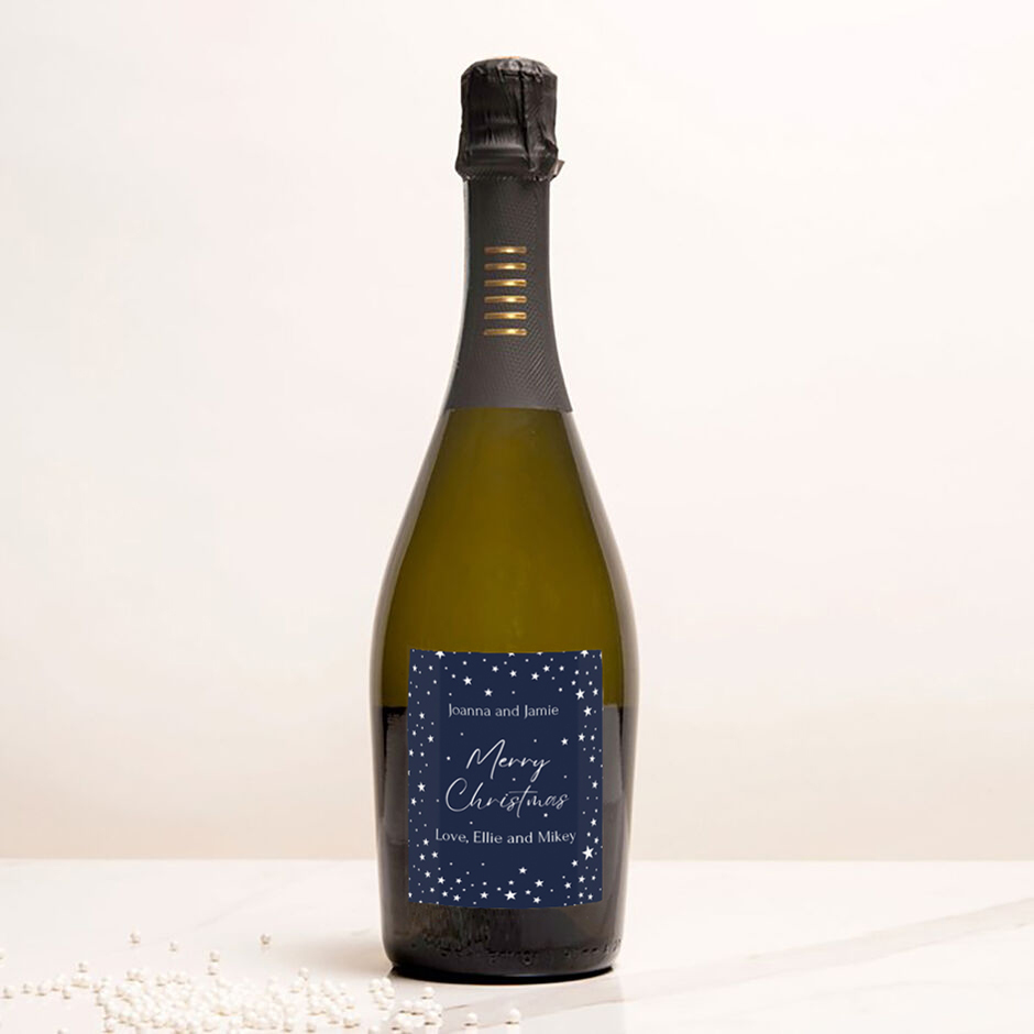 Personalised Prosecco - Blue Christmas Sparkle