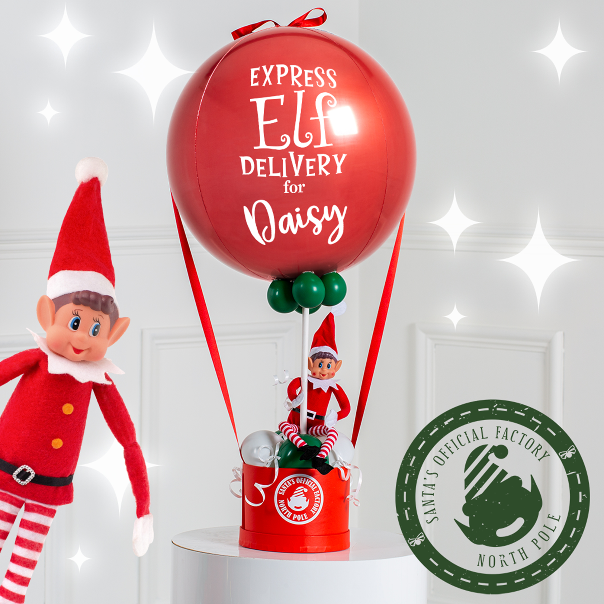 Elf On The Shelf Personalised Hot Air Balloon Stack  - FREE DELIVERY