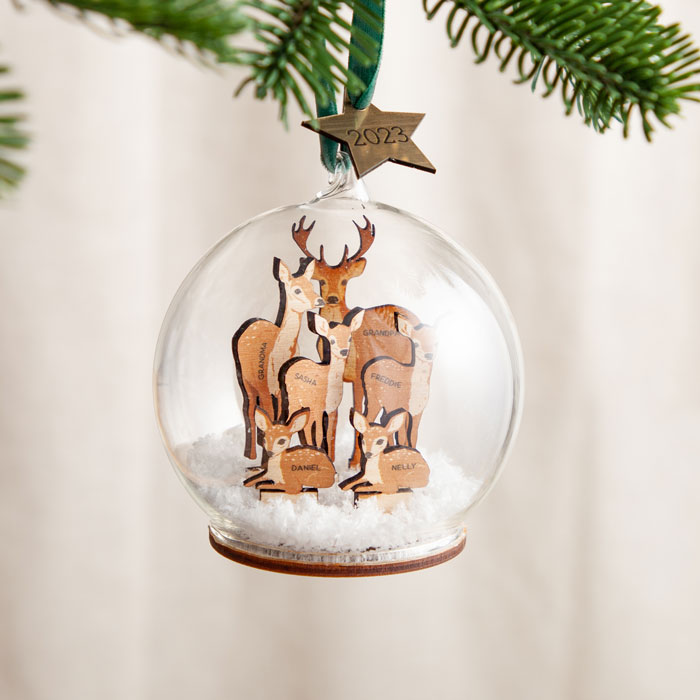 Personalised Family of Deer Personalised Christmas Bauble