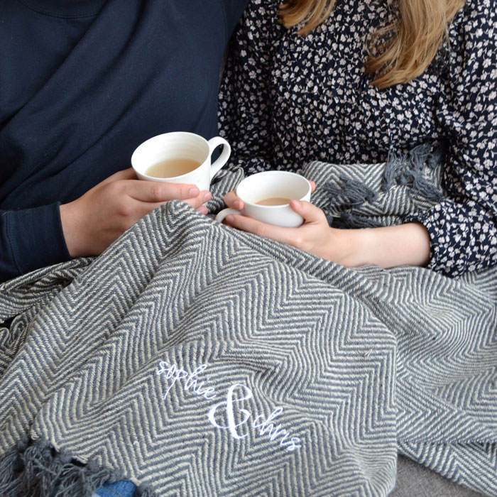 Embroidered Couples Blanket