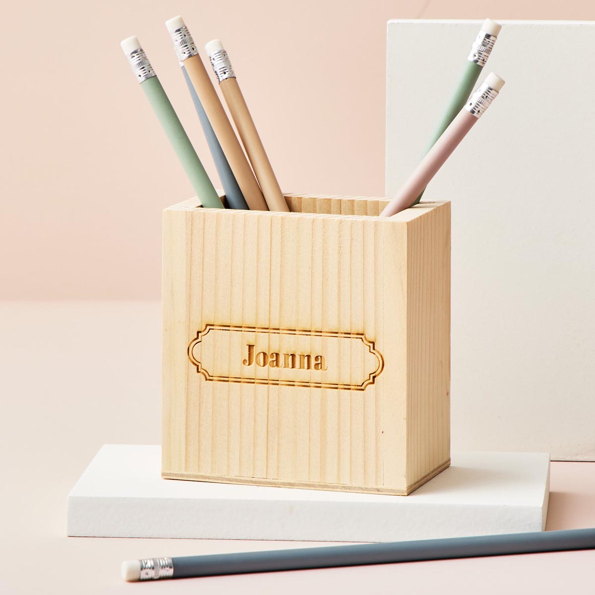 Personalised Engraved Wooden Pen Pot