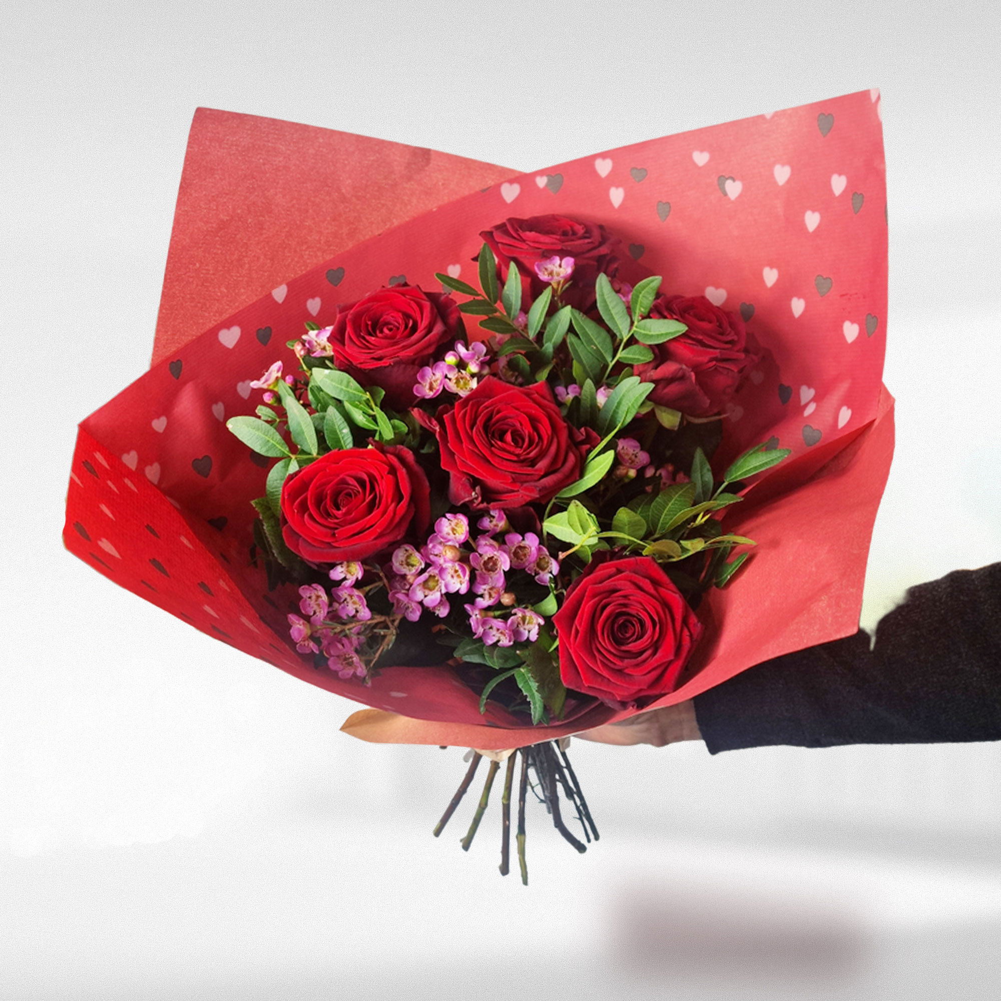 Half A Dozen Red Roses Flower Bouquet - FREE DELIVERY