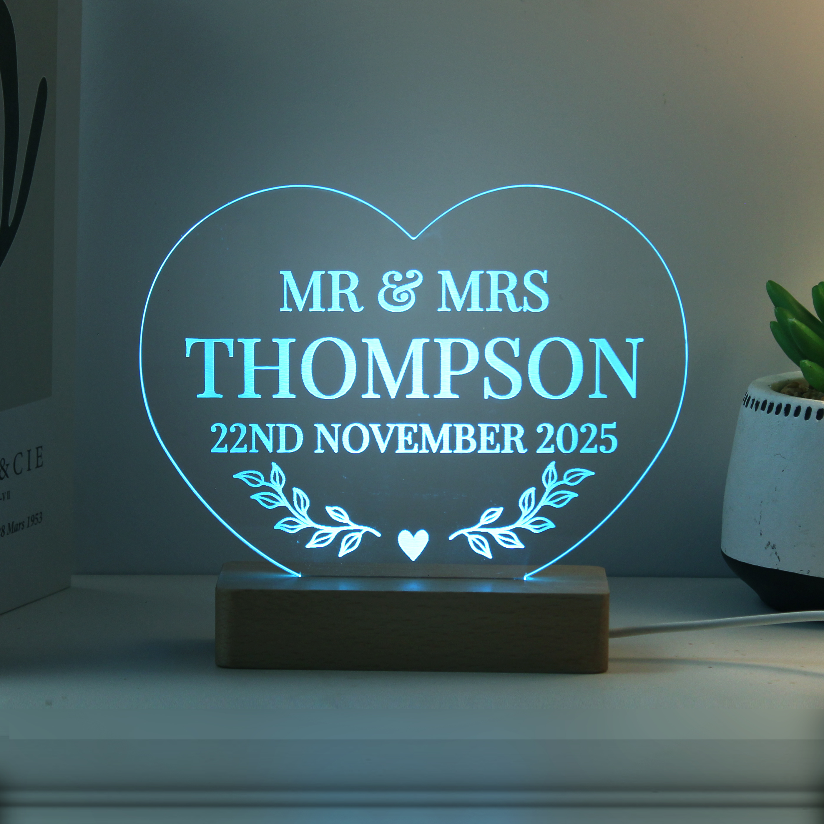 Personalised Heart Shape LED Light