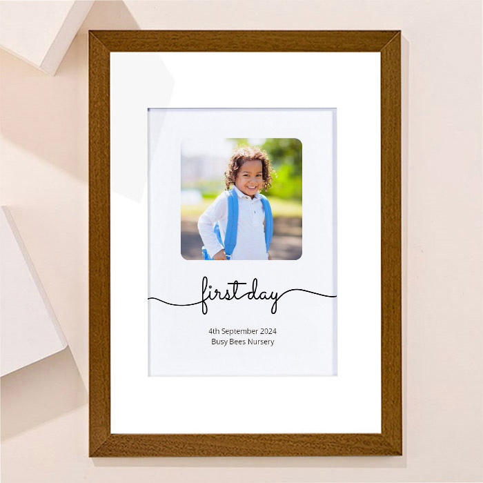 Photo Upload Framed Print - First Day of Nursery