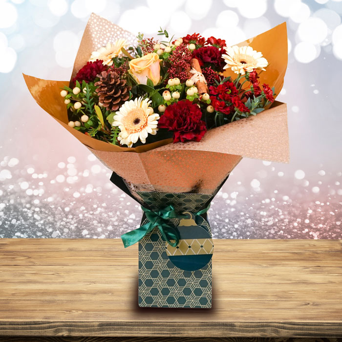 Christmas Gift Box Flower Bouquet - FREE DELIVERY