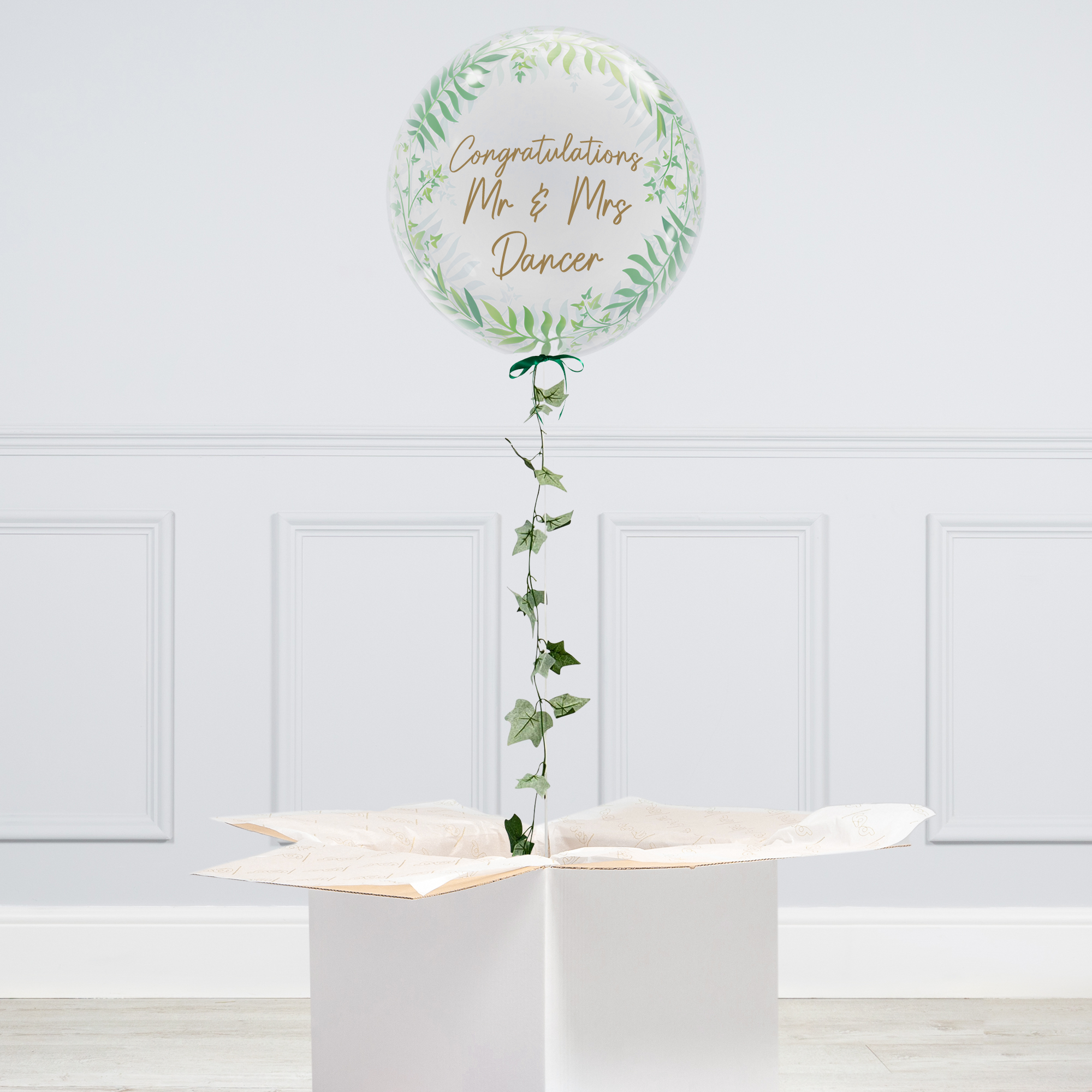 Personalised 20-Inch Bubblegum Balloon With Ivy Tail - FREE DELIVERY