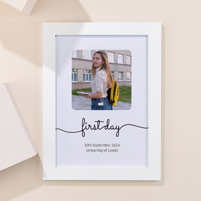 Photo Upload Framed Print - First Day of University