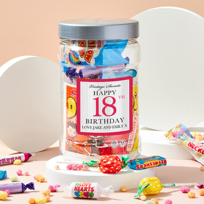 Personalised Retro Sweet Jar - Happy 18th Birthday