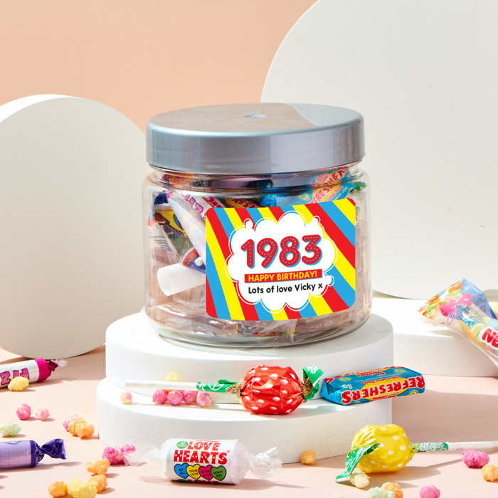 Personalised Retro Sweet Jar - Happy Birthday