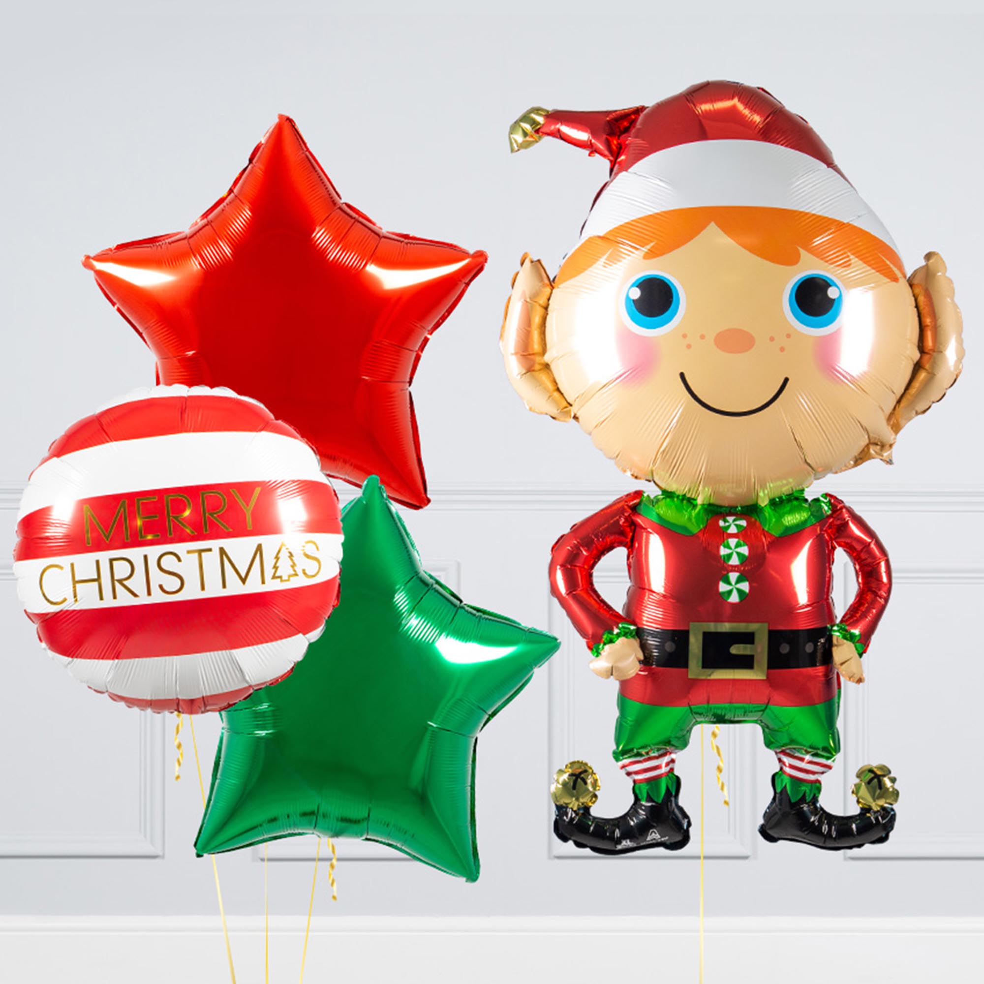 Elf Inflated Christmas Balloon Supershape & Foils Bundle - FREE DELIVERY