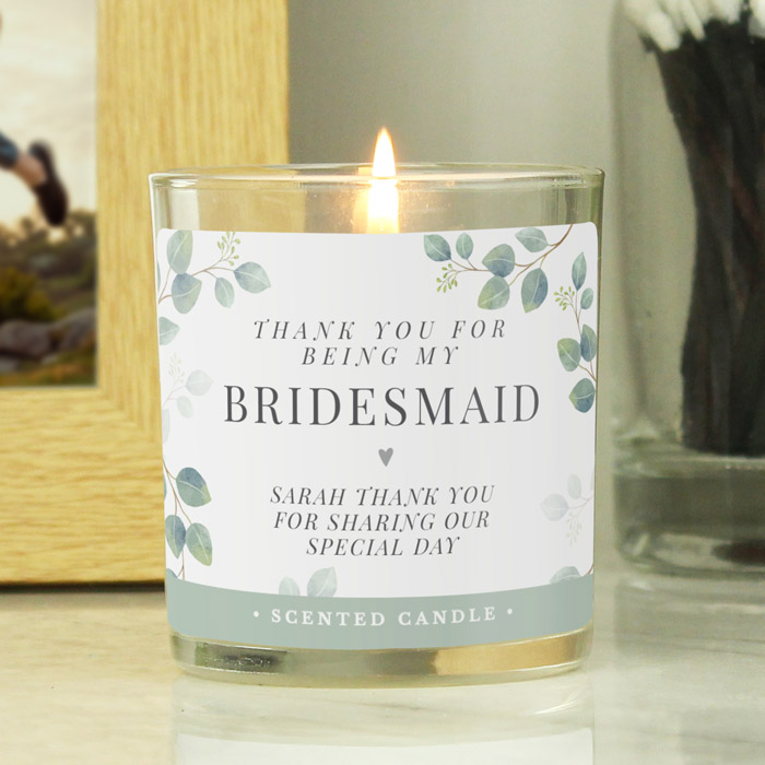 Personalised Botanical Thank You Wedding Party Jar Candle