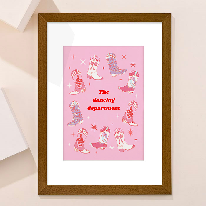 Personalised Pink Country Cowboy Boots Framed Print