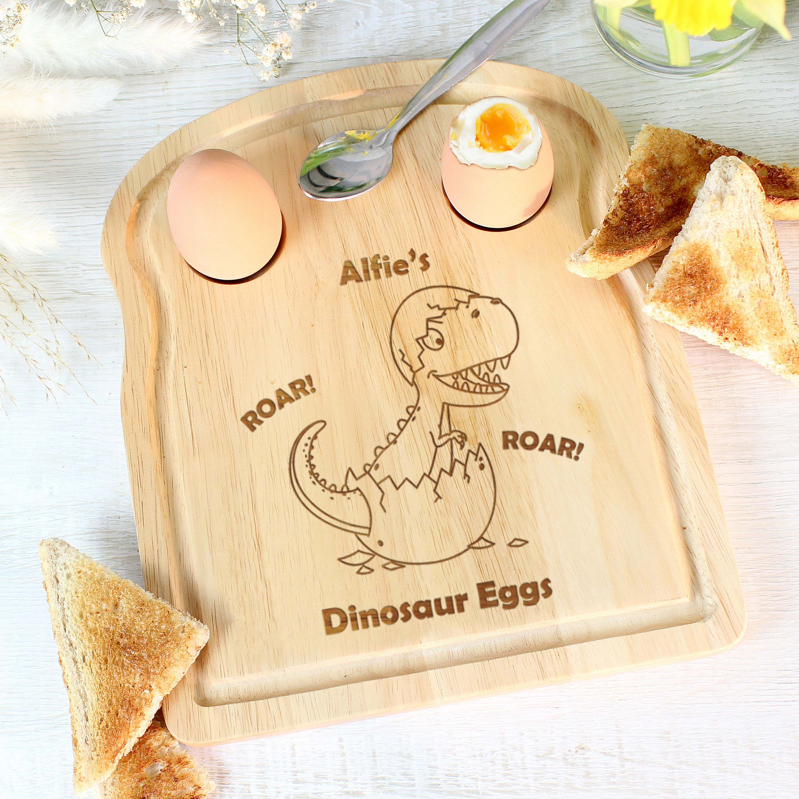 Personalised Dinosaur Egg & Toast Board