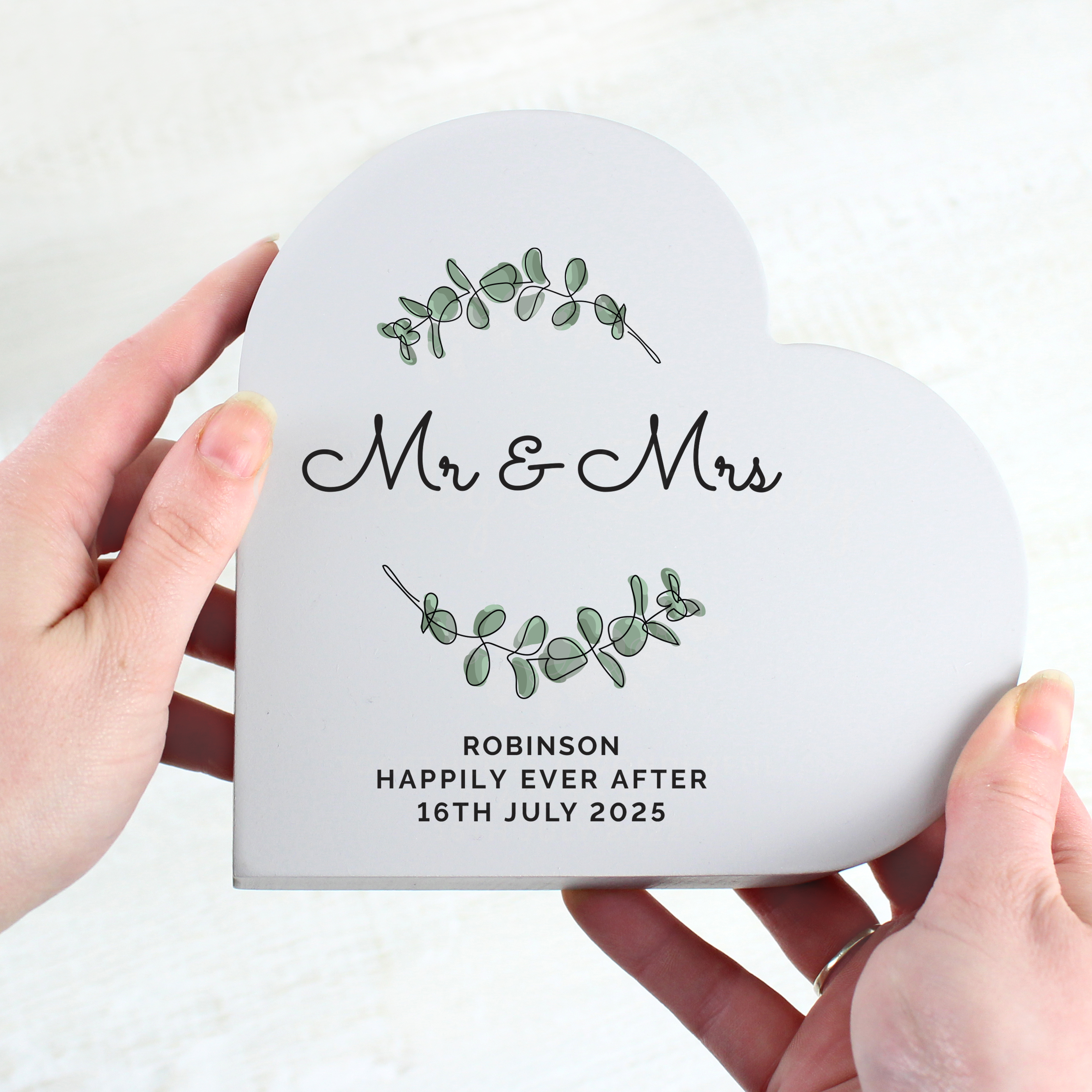 Personalised Botanical Free Standing Heart 