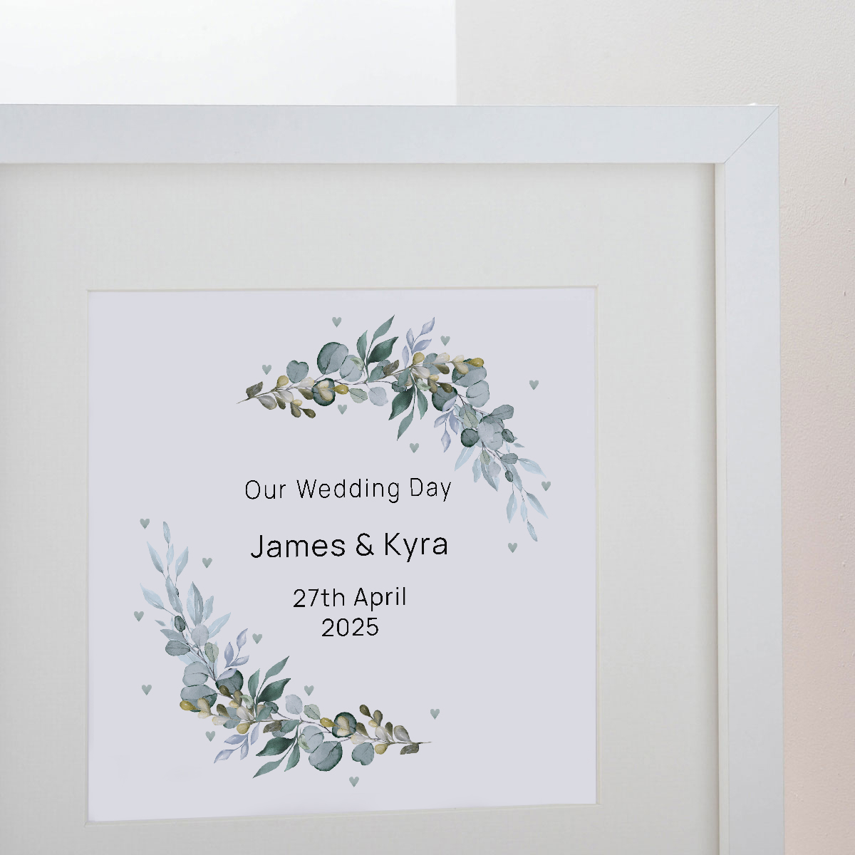 Personalised Square Framed Wall Art Print - Our Wedding Day