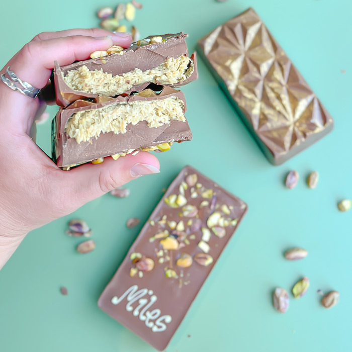 Personalised Viral Pistachio and Crispy Kunafa Chocolate Bar Twin Pack