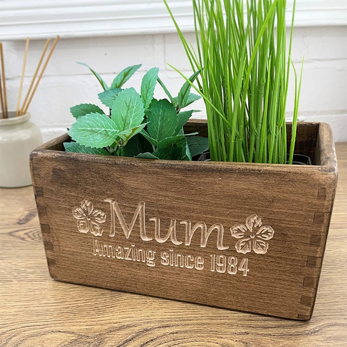 Personalised Wooden Mum Planter