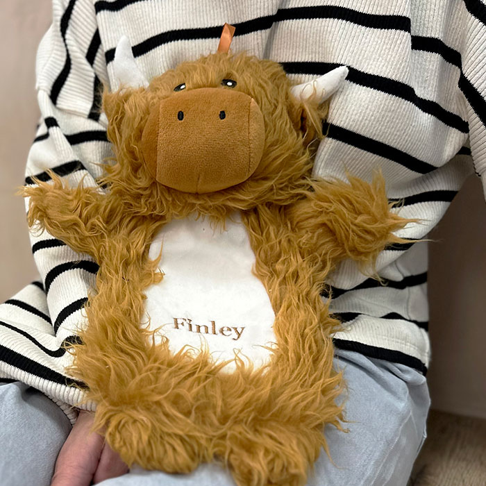 Personalised Highland Cow Hot Water Bottle