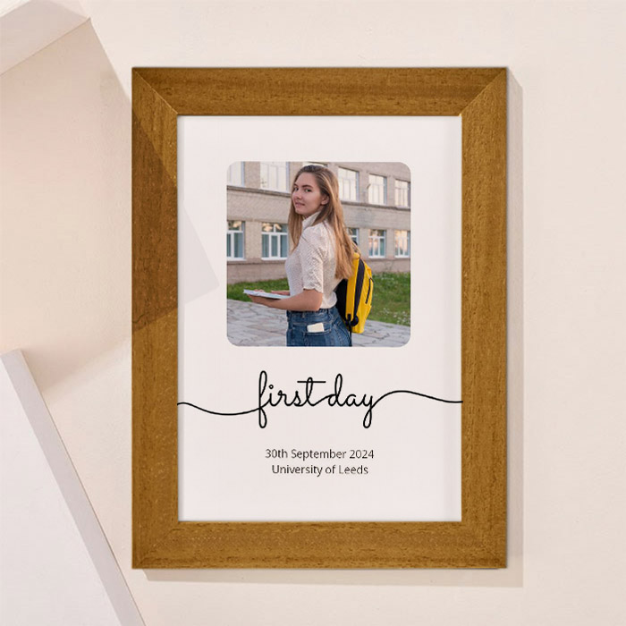 Photo Upload Framed Print - First Day of University