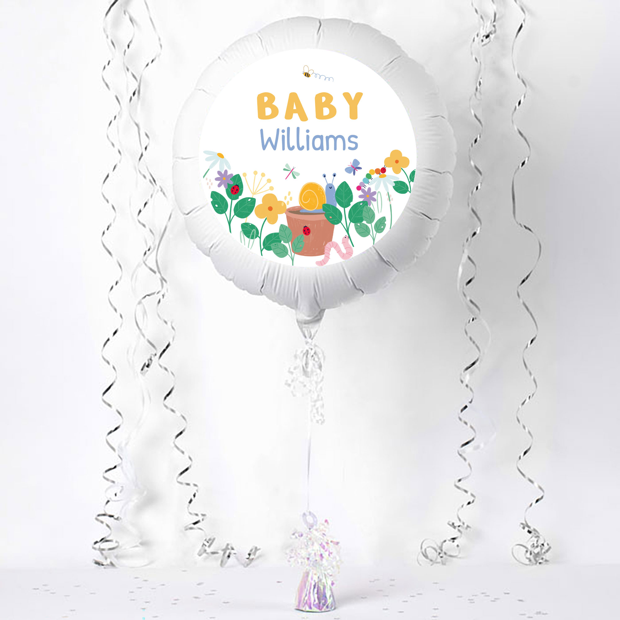 Personalised Helium Balloon - New Baby Flowers