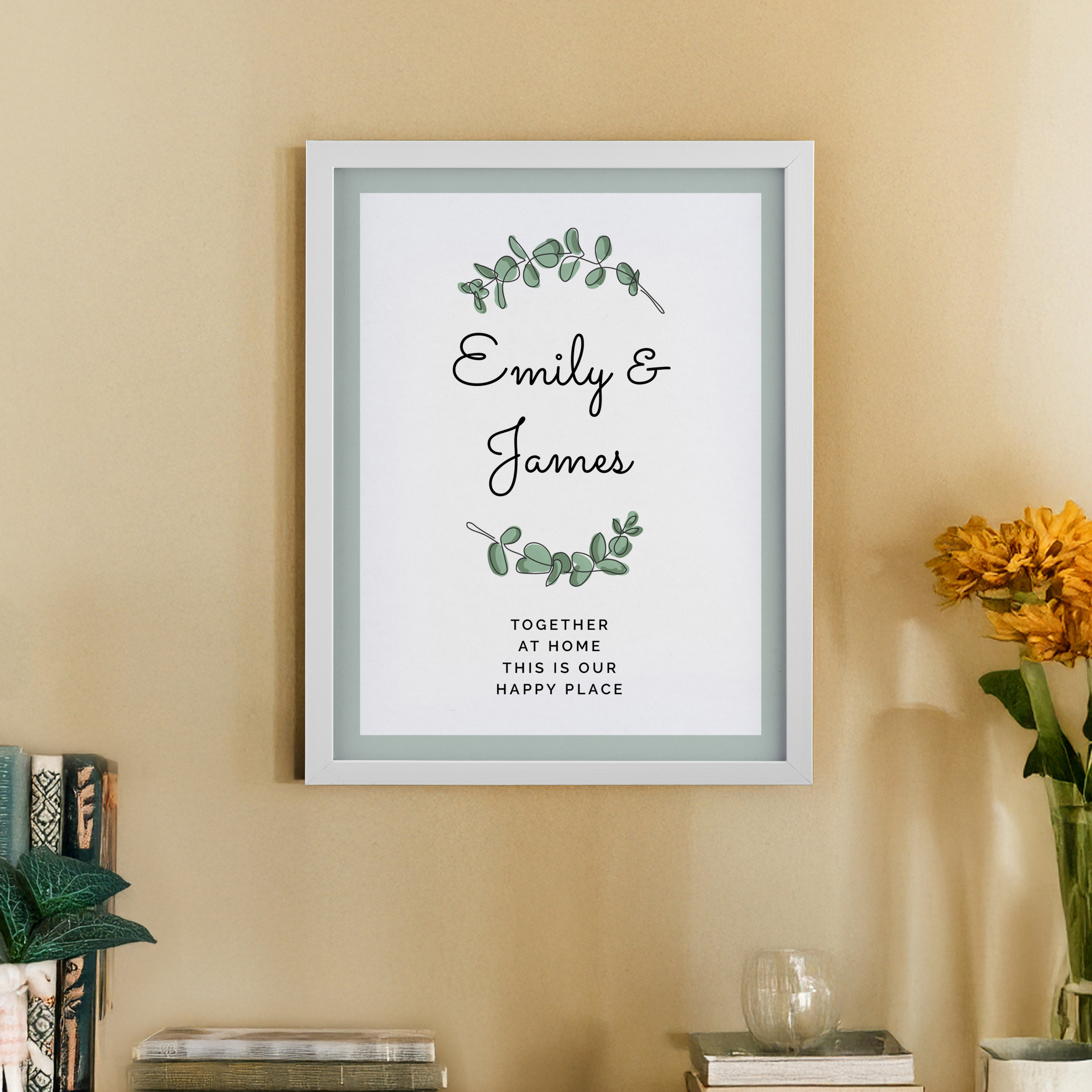 Personalised Botanical A4 White Framed Print