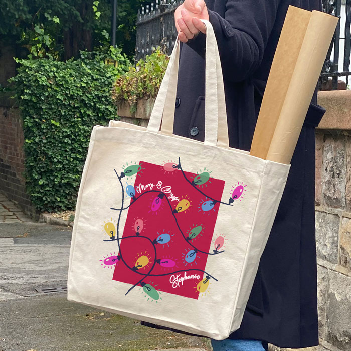 Personalised Christmas Lights Tote Bag