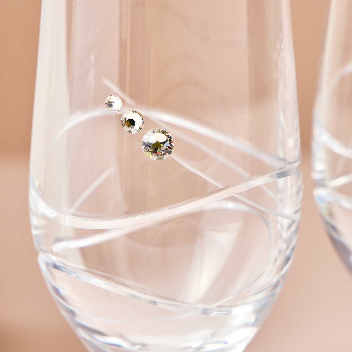 Engraved Set Of Two Swarovski Crystal Champagne Flutes - Initial Love Hearts