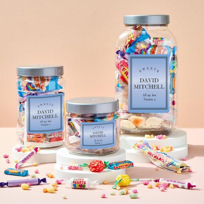 Personalised Retro Sweet Jar - Blue Sweets