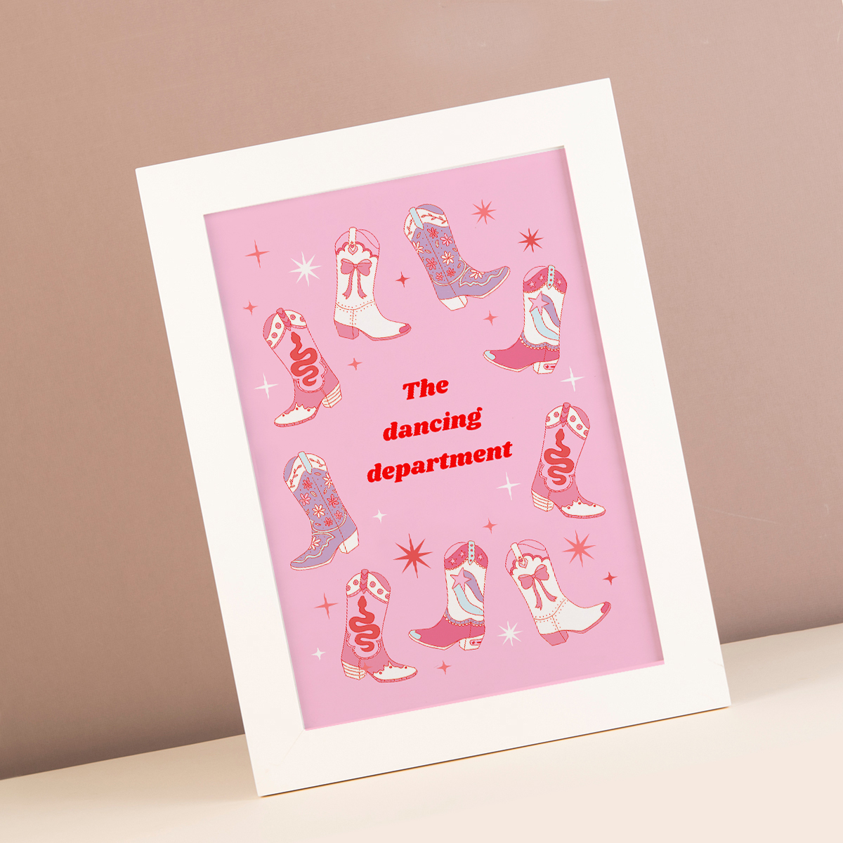 Personalised Pink Country Cowboy Boots Framed Print