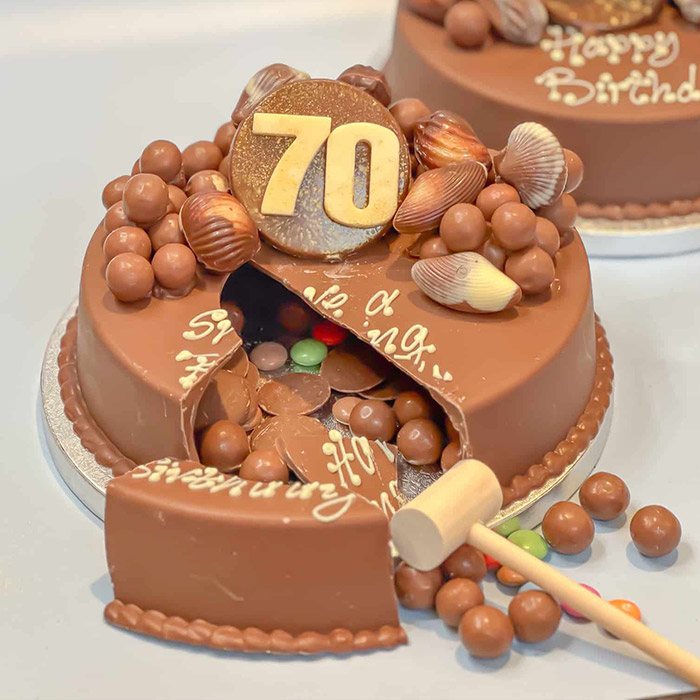 Personalised 70th Birthday Guylian Smash Cake