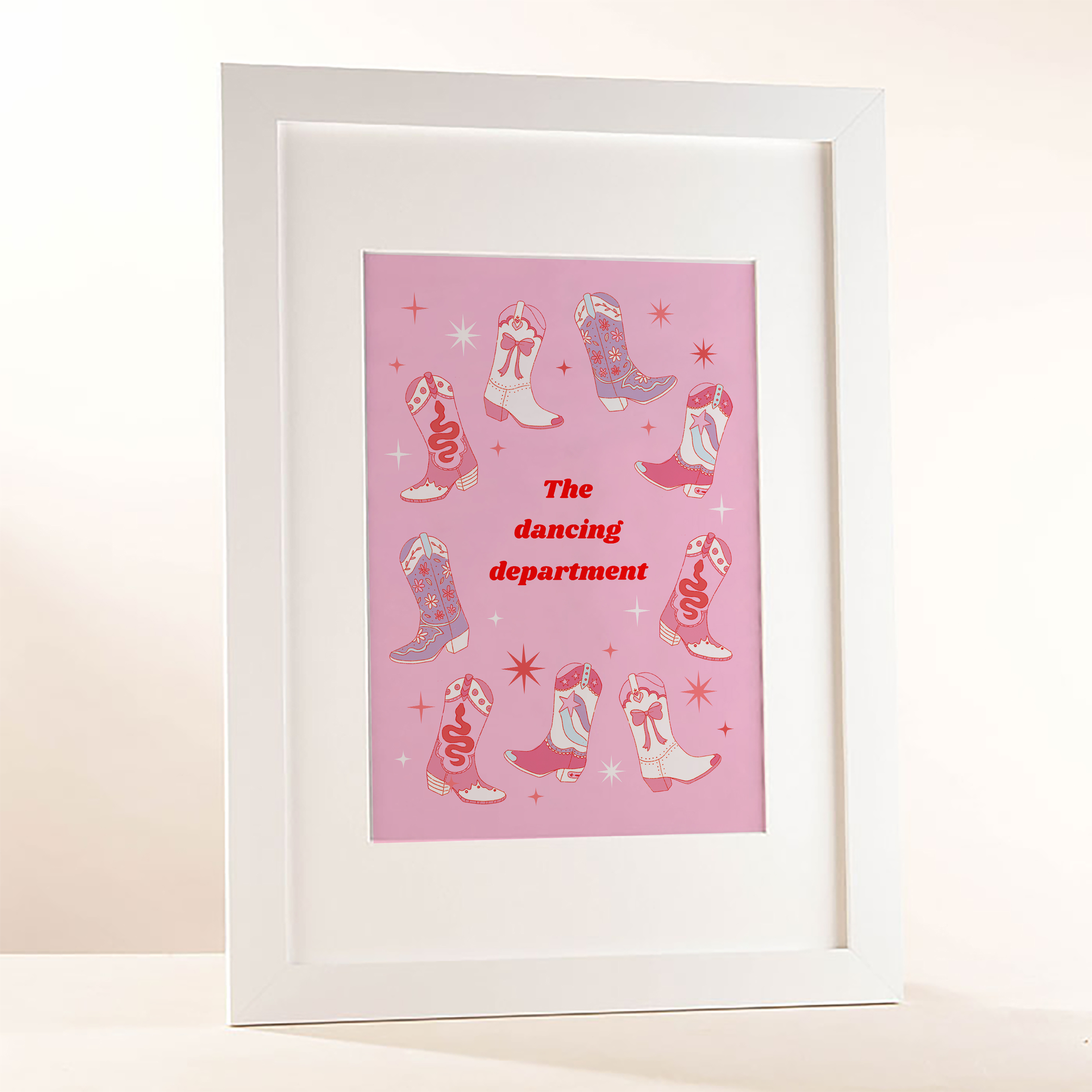 Personalised Pink Country Cowboy Boots Framed Print