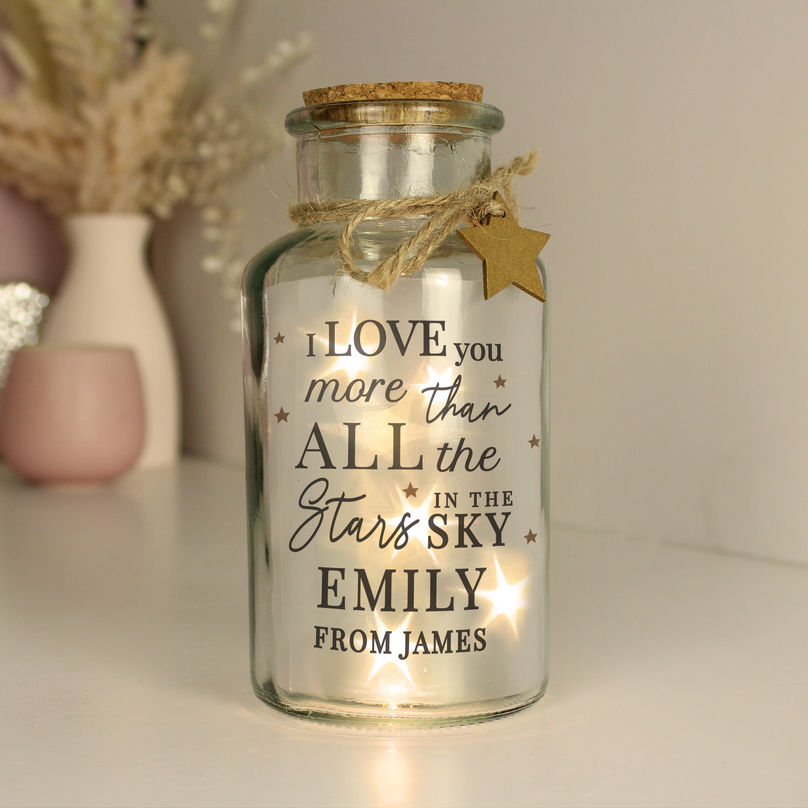 Personalised I Love You More LED Jar