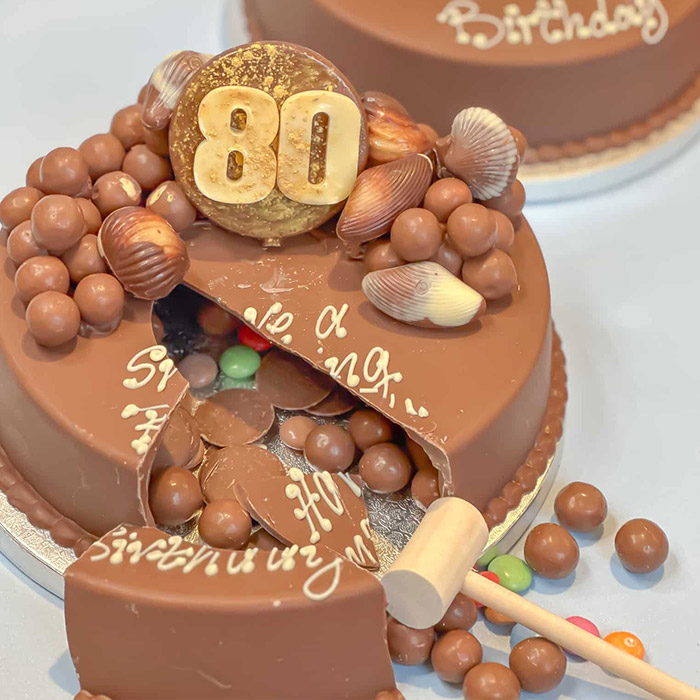 Personalised 80th Birthday Guylian Smash Cake