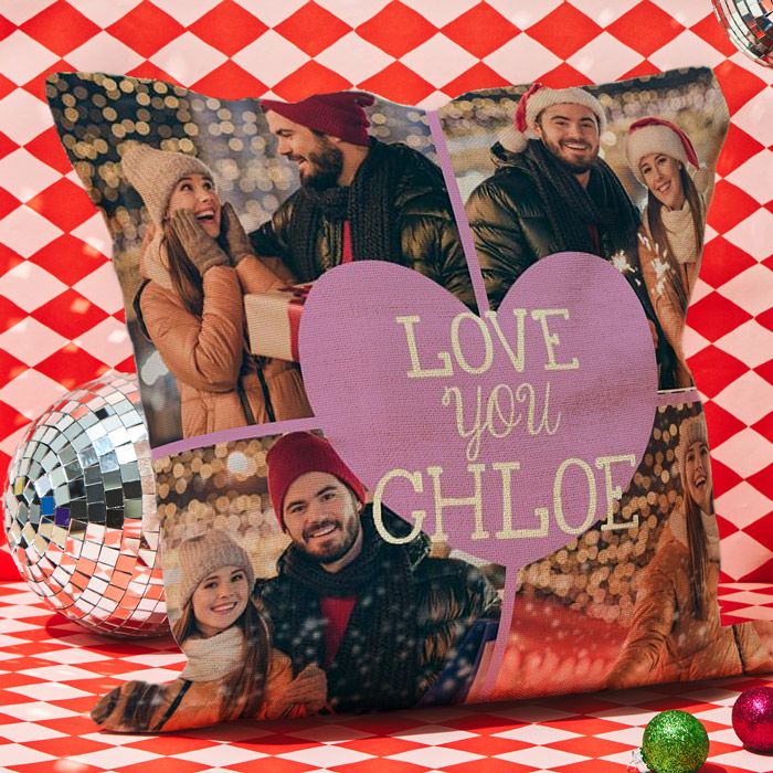 Multi Photo Christmas Cushion - Love You Girlfriend