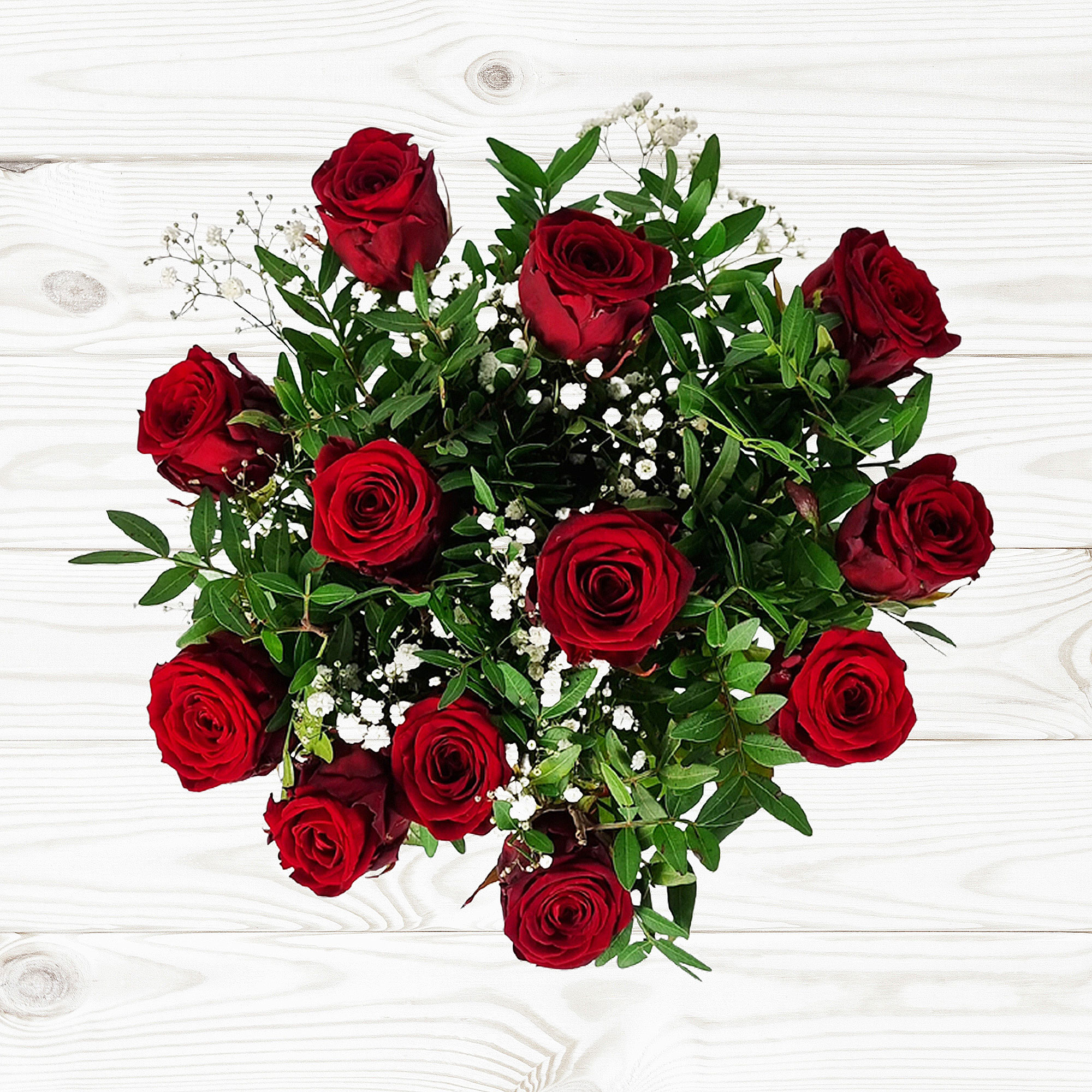 Dozen Red Roses Flower Bouquet - FREE DELIVERY