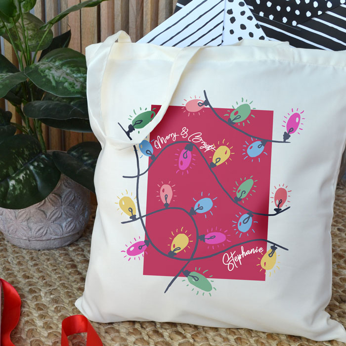 Personalised Christmas Lights Tote Bag