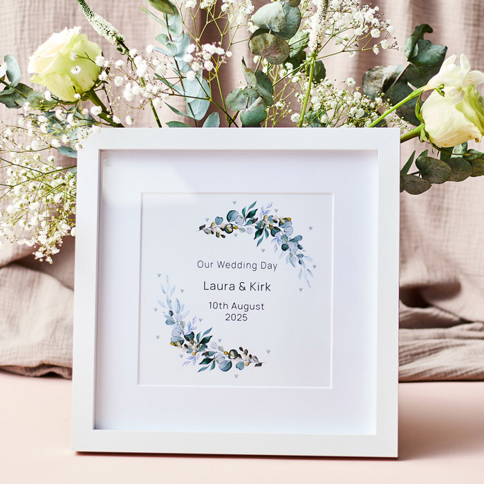 Personalised Square Framed Wall Art Print - Our Wedding Day