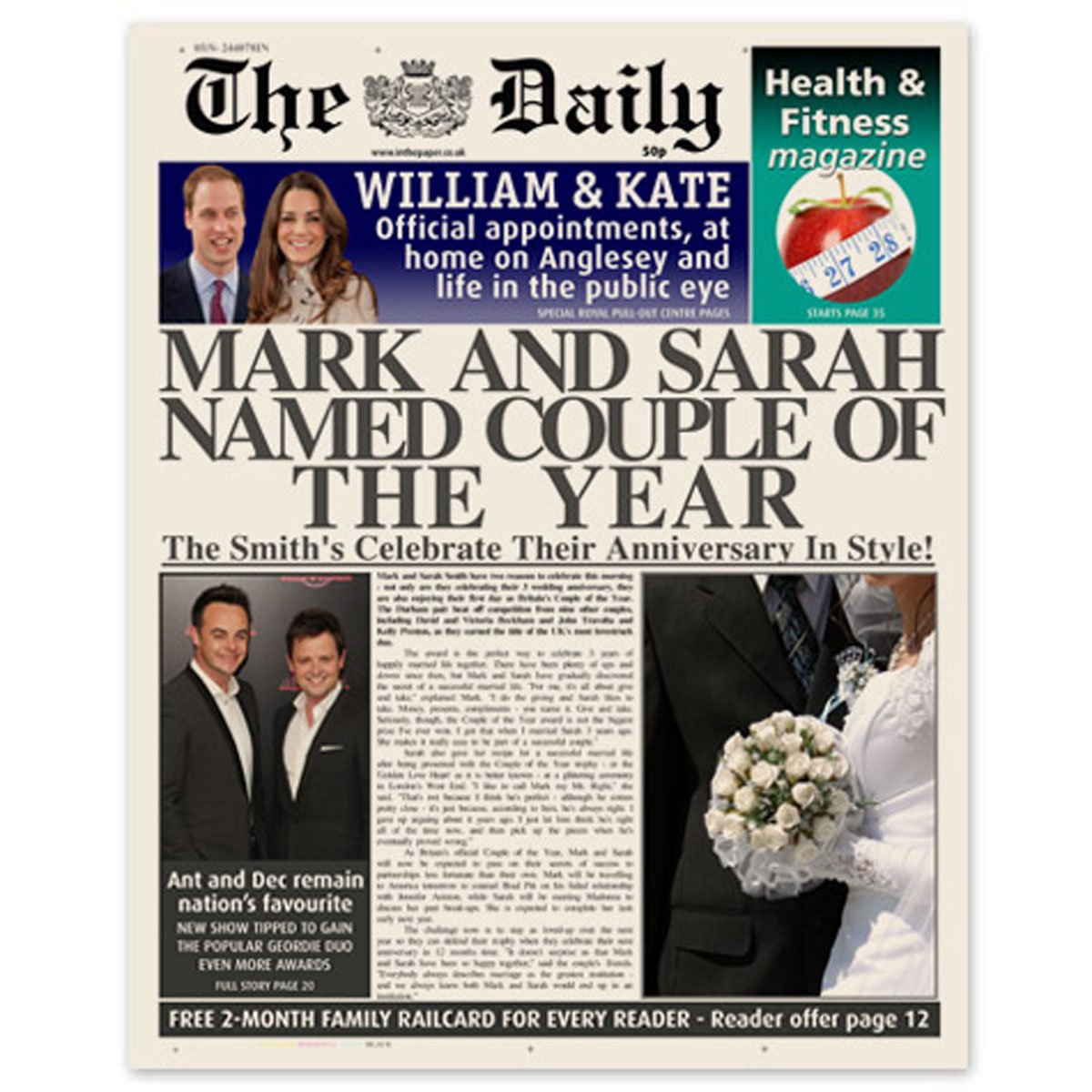 Personalised Spoof Newspaper Article - Anniversary