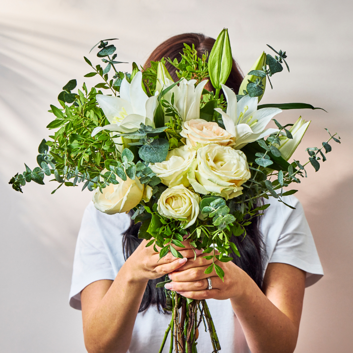 White Rose & Lily Flower Bouquet - FREE DELIVERY