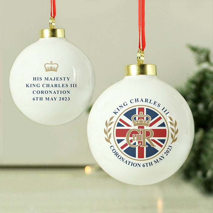 Personalised King Charles III Union Jack Coronation Commemorative Bauble